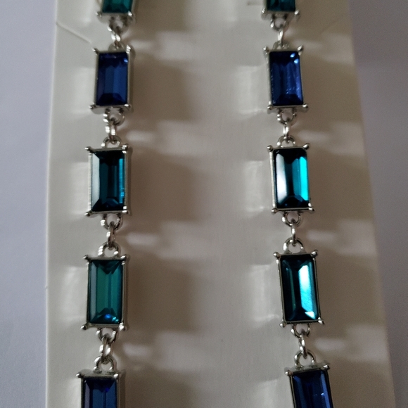 Multistone long dangle earrings, NWT - Picture 2 of 2
